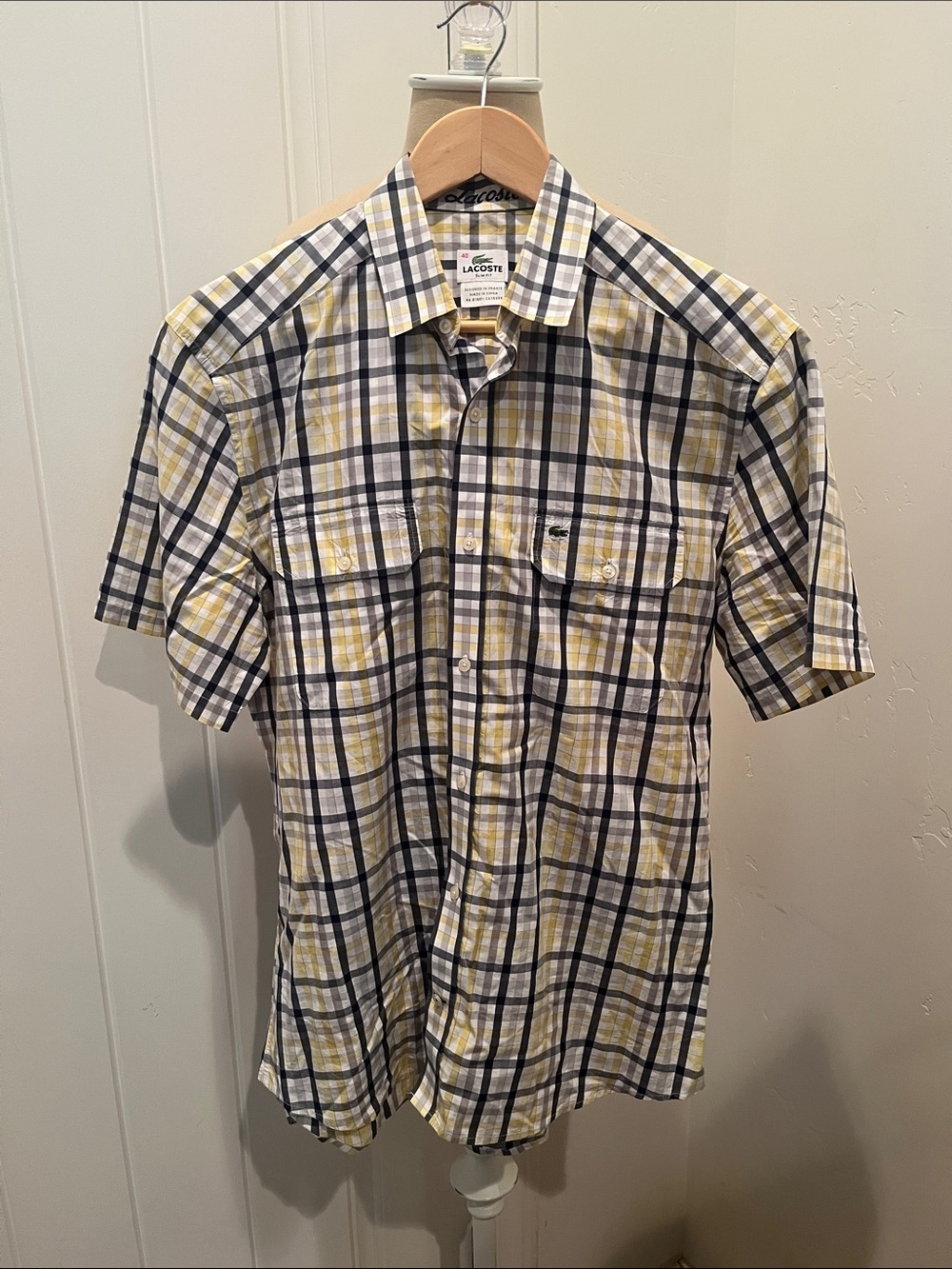 Lacoste Men’s Plaid Short-Sleeve Button-Down Shirt